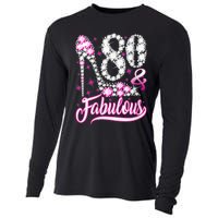 Wom.e.ns 80 Years Old Gifts 80 & Fabulous 80th Birthday Pink Diamond V-Neck Cooling Performance Long Sleeve Crew