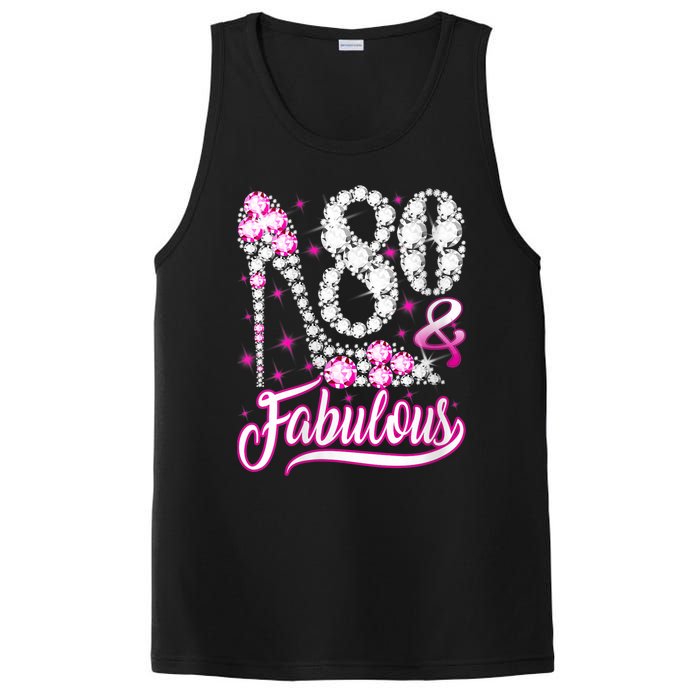 Wom.e.ns 80 Years Old Gifts 80 & Fabulous 80th Birthday Pink Diamond V-Neck PosiCharge Competitor Tank