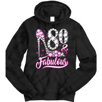 Wom.e.ns 80 Years Old Gifts 80 & Fabulous 80th Birthday Pink Diamond V-Neck Tie Dye Hoodie