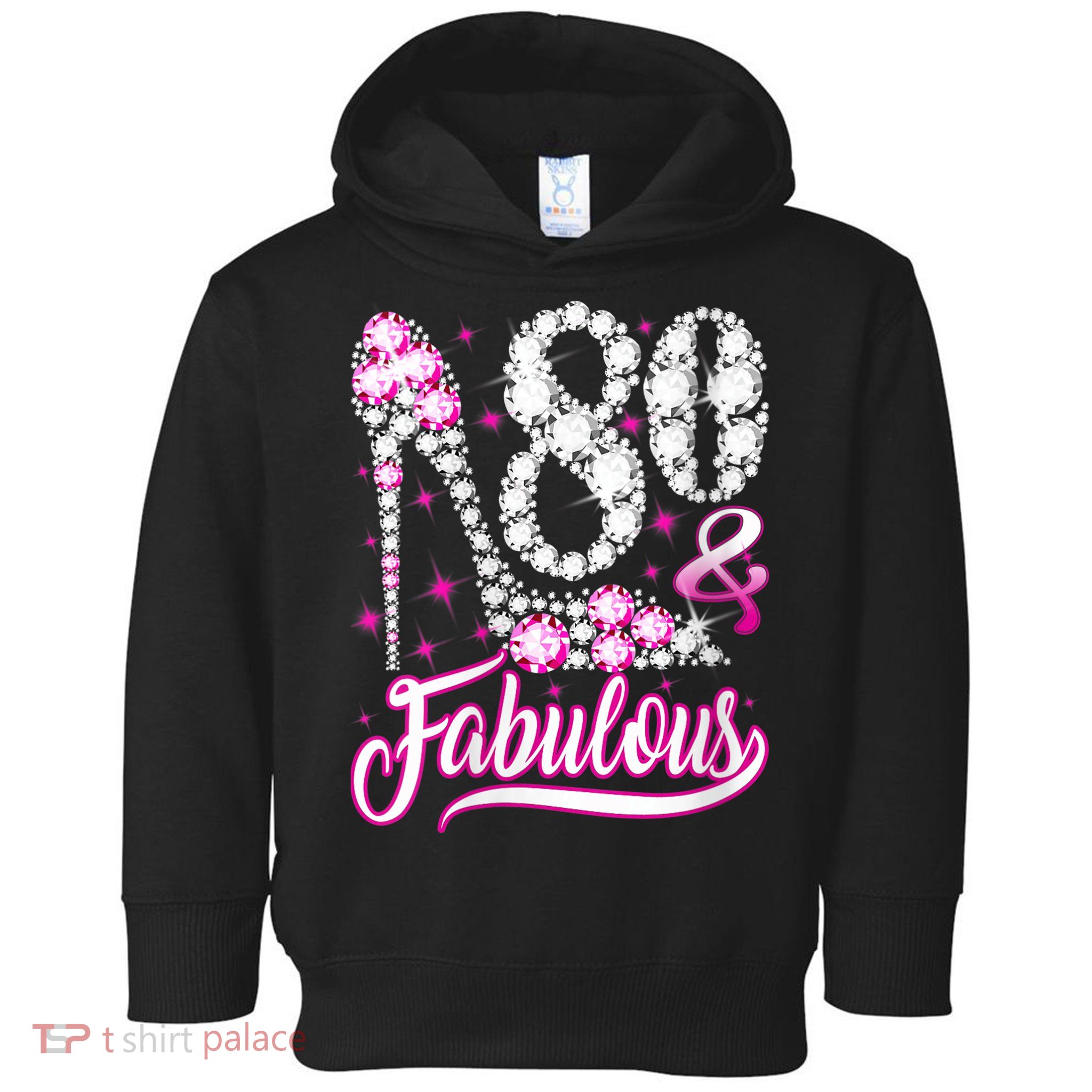 Wom.e.ns 80 Years Old Gifts 80 & Fabulous 80th Birthday Pink Diamond V-Neck Toddler Hoodie