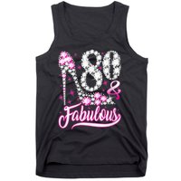 Wom.e.ns 80 Years Old Gifts 80 & Fabulous 80th Birthday Pink Diamond V-Neck Tank Top