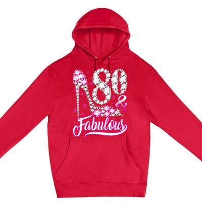 Wom.e.ns 80 Years Old Gifts 80 & Fabulous 80th Birthday Pink Diamond V-Neck Premium Pullover Hoodie