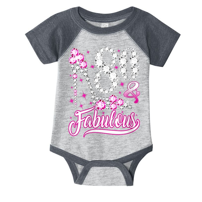 Wom.e.ns 80 Years Old Gifts 80 & Fabulous 80th Birthday Pink Diamond V-Neck Infant Baby Jersey Bodysuit