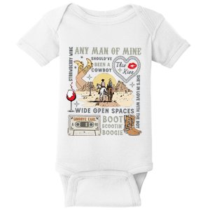 Western 90s Country Music Retro Cowboy Cowgirl Baby Bodysuit