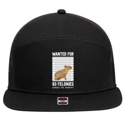 Wanted 93 Felonies Capybara Mugshots Rodent Owners 7 Panel Mesh Trucker Snapback Hat