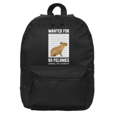 Wanted 93 Felonies Capybara Mugshots Rodent Owners 16 in Basic Backpack