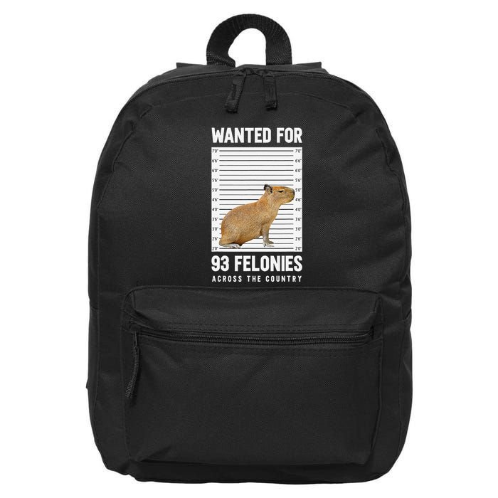 Wanted 93 Felonies Capybara Mugshots Rodent Owners 16 in Basic Backpack