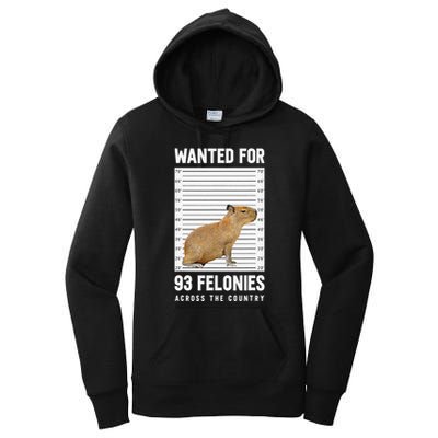Wanted 93 Felonies Capybara Mugshots Rodent Owners Women's Pullover Hoodie