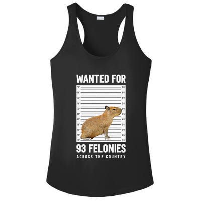 Wanted 93 Felonies Capybara Mugshots Rodent Owners Ladies PosiCharge Competitor Racerback Tank