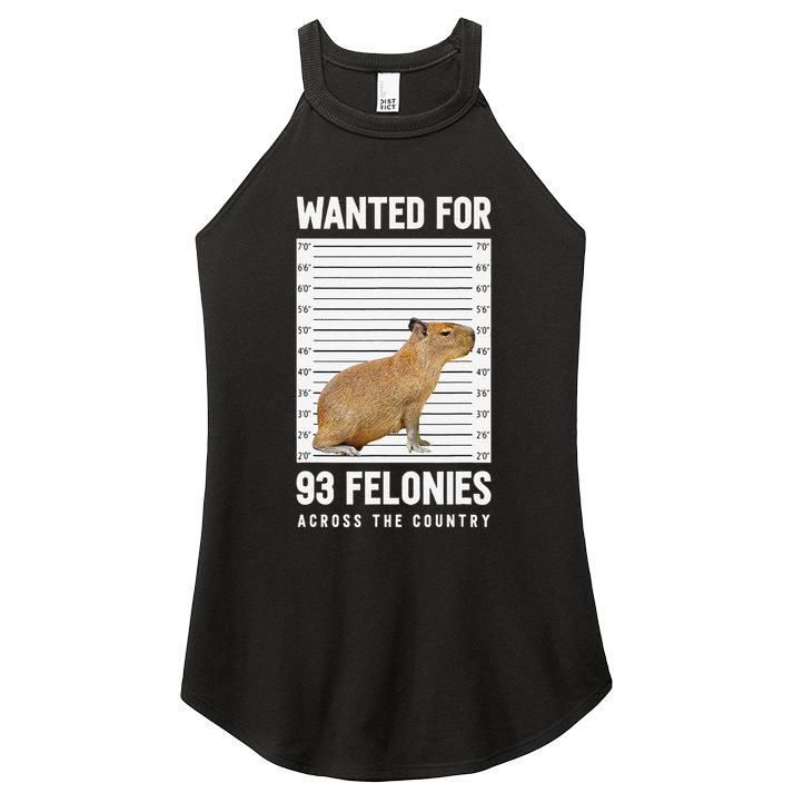 Wanted 93 Felonies Capybara Mugshots Rodent Owners Women's Perfect Tri Rocker Tank