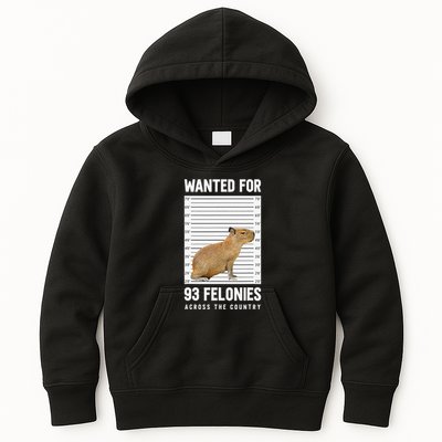 Wanted 93 Felonies Capybara Mugshots Rodent Owners Kids Hoodie