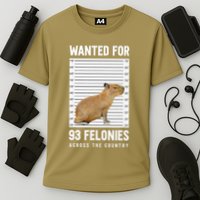 Wanted 93 Felonies Capybara Mugshots Rodent Owners Cooling Performance Crew T-Shirt