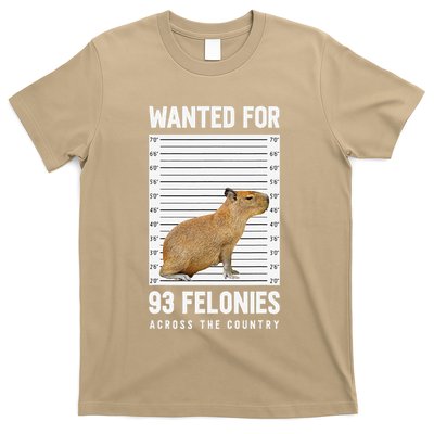 Wanted 93 Felonies Capybara Mugshots Rodent Owners T-Shirt