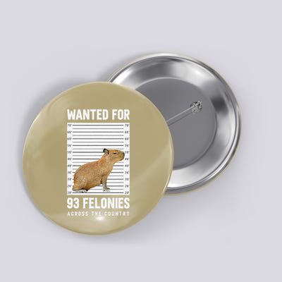 Wanted 93 Felonies Capybara Mugshots Rodent Owners Button