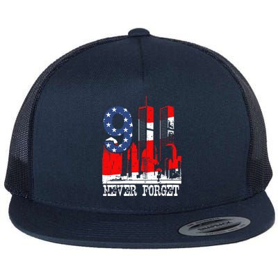 Wo 9-11 Never Forget V-Neck Flat Bill Trucker Hat