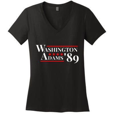 Washington Adams 1789 American Presidents Day Us History Women's V-Neck T-Shirt