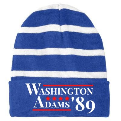 Washington Adams 1789 American Presidents Day Us History Funny Gift Striped Beanie with Solid Band