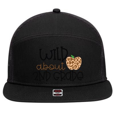 Wild About 2nd Grade Leopard School Grade Teacher Gift 7 Panel Mesh Trucker Snapback Hat