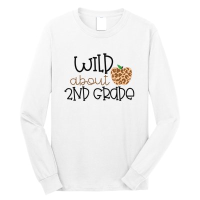 Wild About 2nd Grade Leopard School Grade Teacher Gift Long Sleeve Shirt