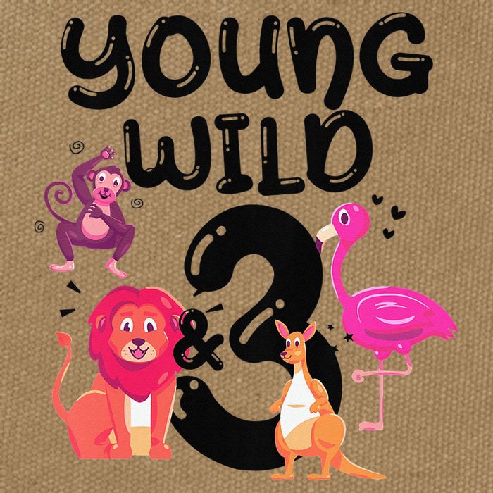 Wild And 3 3rd Birthday Safari Zoo Animal Jungle Cute Cotton Canvas Backpack