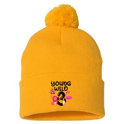 Wild And 3 3rd Birthday Safari Zoo Animal Jungle Cute Pom Pom 12in Knit Beanie
