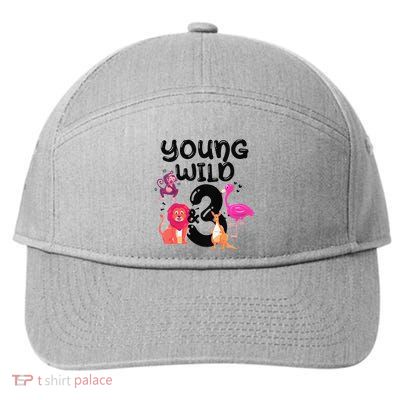 Wild And 3 3rd Birthday Safari Zoo Animal Jungle Cute 7-Panel Snapback Hat