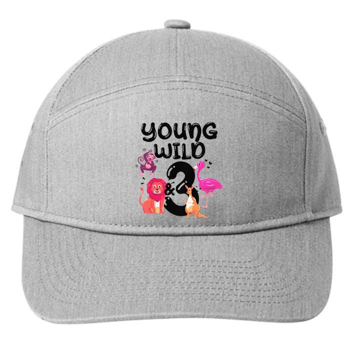 Wild And 3 3rd Birthday Safari Zoo Animal Jungle Cute 7-Panel Snapback Hat