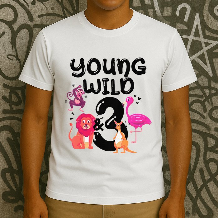 Wild And 3 3rd Birthday Safari Zoo Animal Jungle Cute T-Shirt