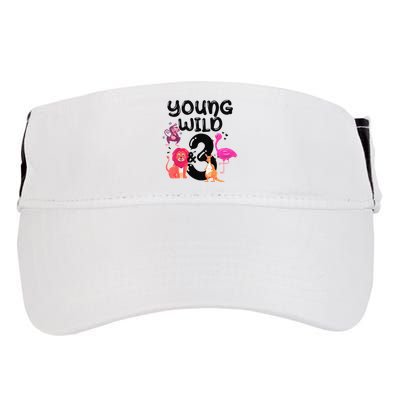 Wild And 3 3rd Birthday Safari Zoo Animal Jungle Cute Adult Drive Performance Visor