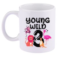 Wild And 3 3rd Birthday Safari Zoo Animal Jungle Cute 11oz C Handle Ceramic Mug