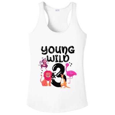Wild And 3 3rd Birthday Safari Zoo Animal Jungle Cute Ladies PosiCharge Competitor Racerback Tank