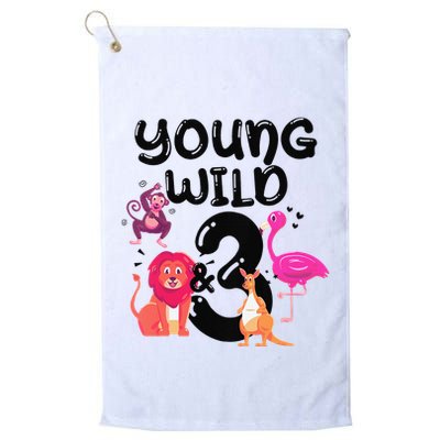 Wild And 3 3rd Birthday Safari Zoo Animal Jungle Cute Golf Towel