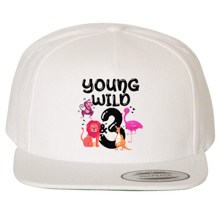 Wild And 3 3rd Birthday Safari Zoo Animal Jungle Cute Wool Snapback Cap