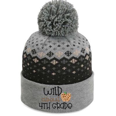 Wild About 4th Grade Leopard School Grade Teacher Gift The Baniff Cuffed Pom Beanie