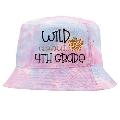 Wild About 4th Grade Leopard School Grade Teacher Gift Tie-Dyed Bucket Hat