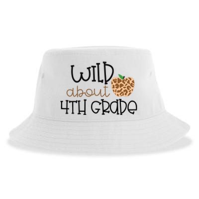 Wild About 4th Grade Leopard School Grade Teacher Gift Sustainable Bucket Hat