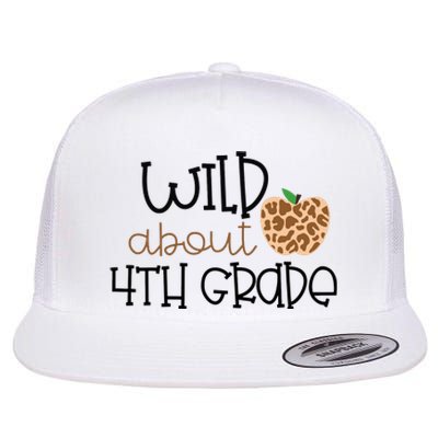 Wild About 4th Grade Leopard School Grade Teacher Gift Flat Bill Trucker Hat