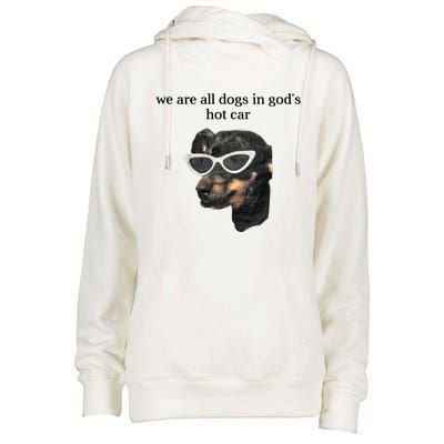 We Are All Dogs In God’S Hot Car Womens Funnel Neck Pullover Hood