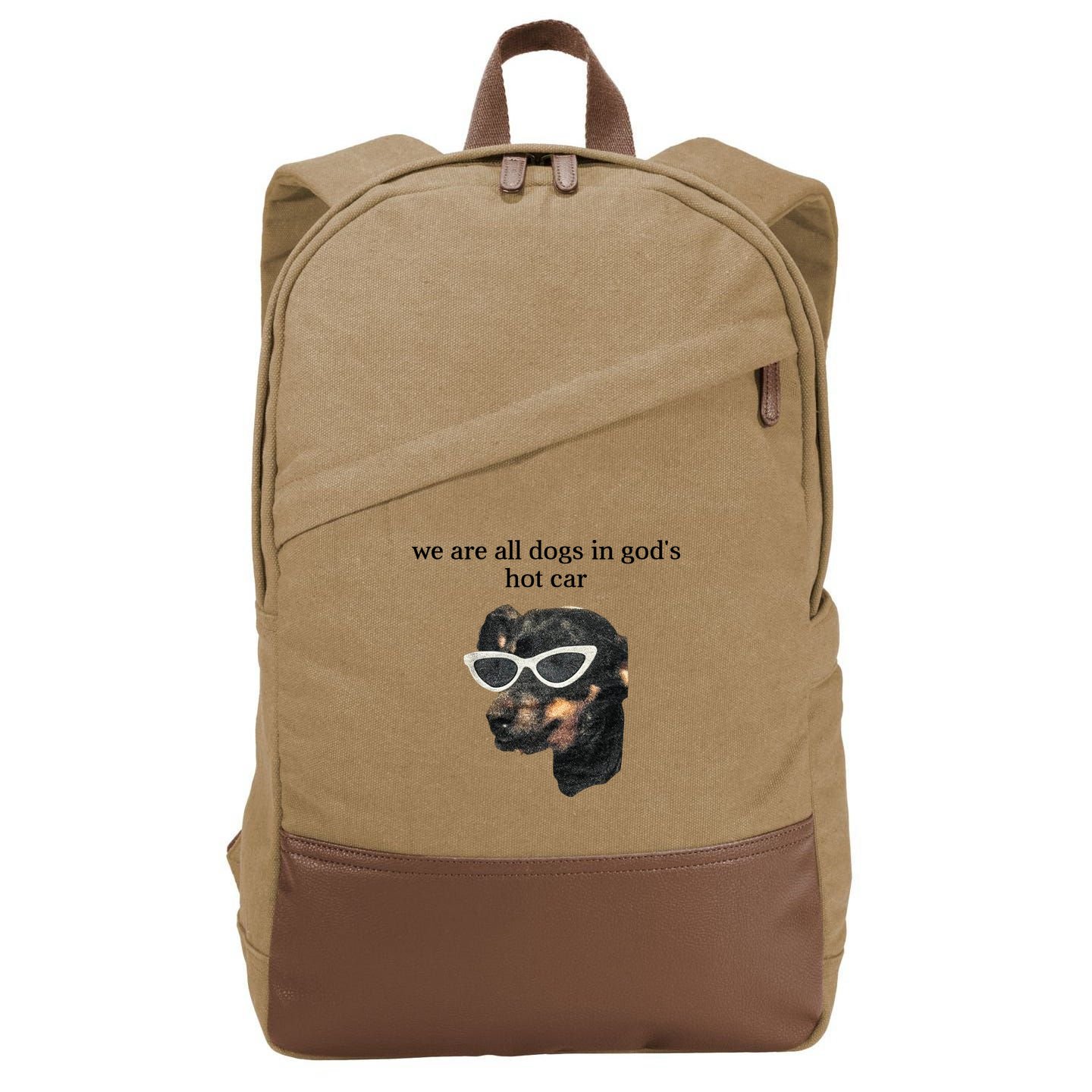 We Are All Dogs In God’S Hot Car Cotton Canvas Backpack