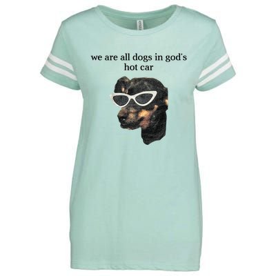 We Are All Dogs In God’S Hot Car Enza Ladies Jersey Football T-Shirt