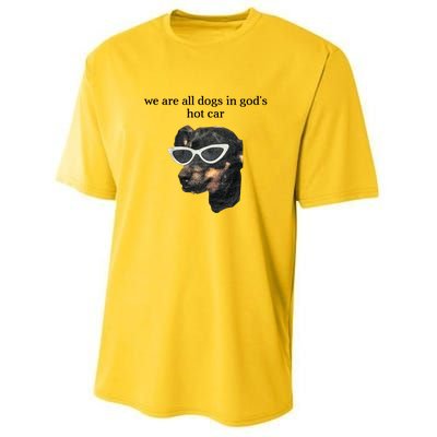 We Are All Dogs In God’S Hot Car Youth Performance Sprint T-Shirt