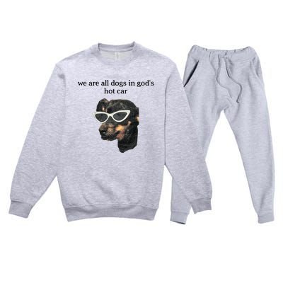 We Are All Dogs In God’S Hot Car Premium Crewneck Sweatsuit Set