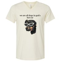 We Are All Dogs In God’S Hot Car V-Neck T-Shirt