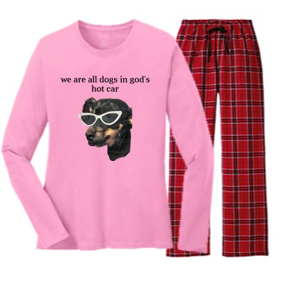 We Are All Dogs In God’S Hot Car Women's Long Sleeve Flannel Pajama Set 