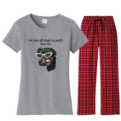 We Are All Dogs In God’S Hot Car Women's Flannel Pajama Set