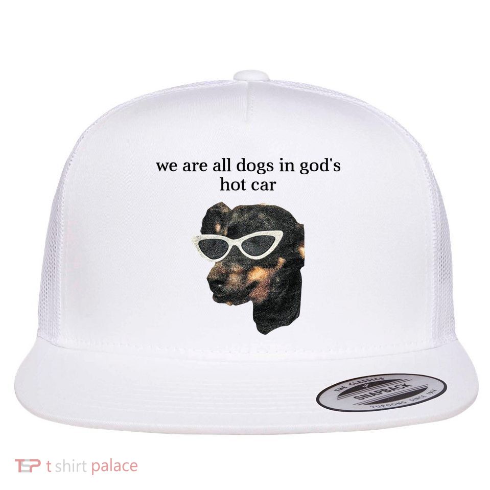We Are All Dogs In God’S Hot Car Flat Bill Trucker Hat