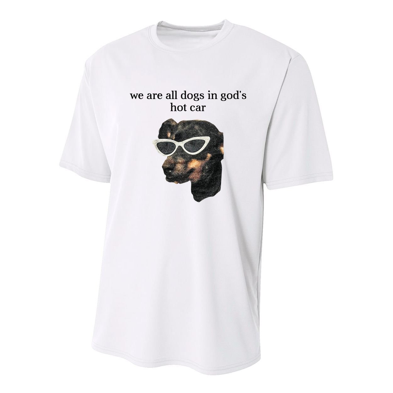 We Are All Dogs In God’S Hot Car Youth Performance Sprint T-Shirt