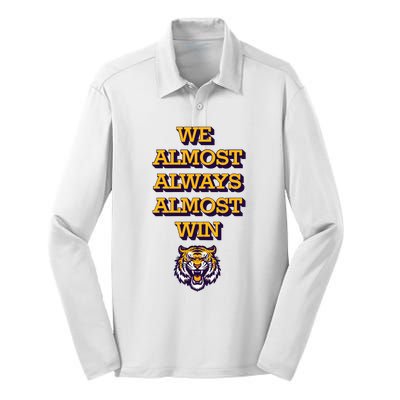 We Almost Always Almost Win Fighting Tigers Silk Touch Performance Long Sleeve Polo