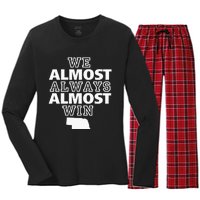 We Almost Always Almost Win Nebraska Map Funny Women's Long Sleeve Flannel Pajama Set 