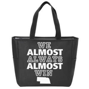 We Almost Always Almost Win Nebraska Map Funny Zip Tote Bag